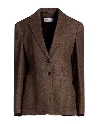Max Mara Woman Blazer Chocolate Brown Size 8 Virgin Wool