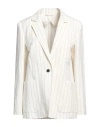 Max Mara Single-breasted Pinstriped Blazer In White