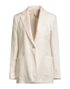 Max Mara Woman Blazer Cream Size 8 Linen In Neutral