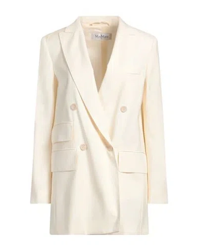 Max Mara Woman Blazer Cream Size 8 Virgin Wool In White