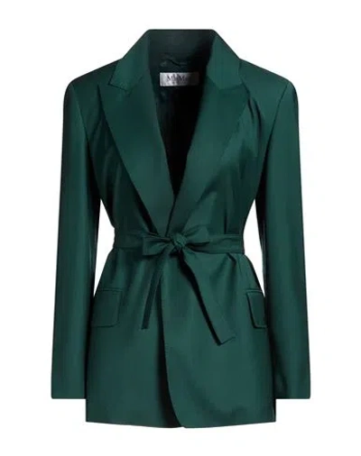 Max Mara Woman Blazer Dark Green Size 12 Virgin Wool