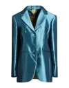 Max Mara Woman Blazer Deep Teal Size 10 Silk, Cotton In Green