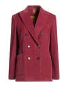 Max Mara Woman Blazer Garnet Size 12 Cotton, Elastane In Red