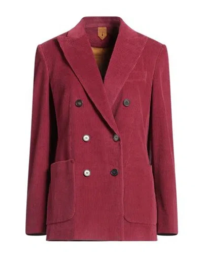 Max Mara Woman Blazer Garnet Size 12 Cotton, Elastane In Red