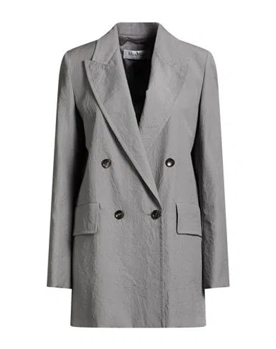 Max Mara Woman Blazer Grey Size 10 Virgin Wool In Gray
