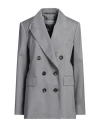 Max Mara Woman Blazer Grey Size 12 Virgin Wool In Grey