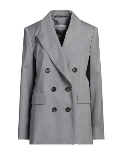 Max Mara Woman Blazer Grey Size 12 Virgin Wool In Grau