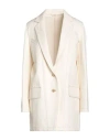 Max Mara Woman Blazer Ivory Size 10 Cotton, Linen In White