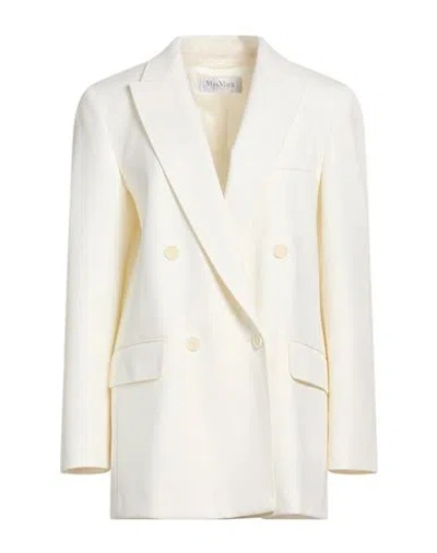 Max Mara Woman Blazer Ivory Size 10 Virgin Wool In White
