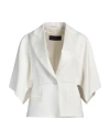 Max Mara Woman Blazer Ivory Size 10 Triacetate, Polyester In White