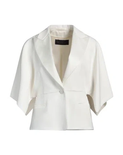 Max Mara Woman Blazer Ivory Size 10 Triacetate, Polyester In White