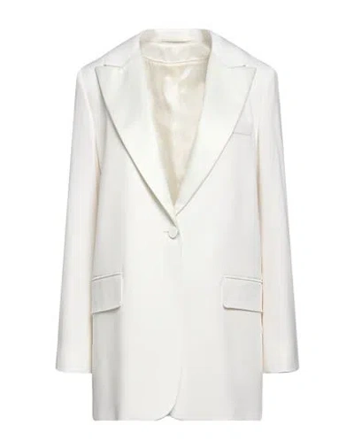 Max Mara Woman Blazer Ivory Size 14 Virgin Wool, Elastane, Polyester In White