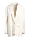 Max Mara Woman Blazer Ivory Size 8 Cotton, Elastane