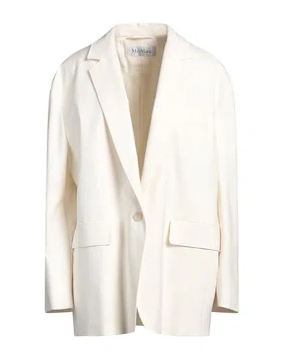 Max Mara Woman Blazer Ivory Size 8 Cotton, Elastane