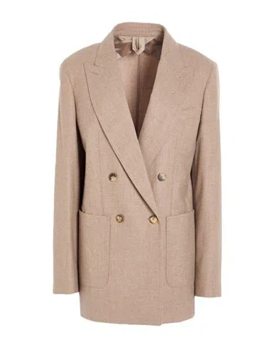 Max Mara Woman Blazer Light Brown Size 8 Cashmere, Elastane In Neutral