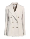Max Mara Woman Blazer Light Grey Size 8 Virgin Wool, Elastane