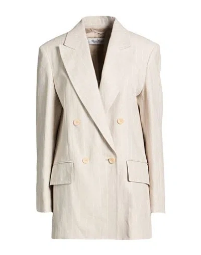 Max Mara Woman Blazer Light Grey Size 8 Linen In Neutral
