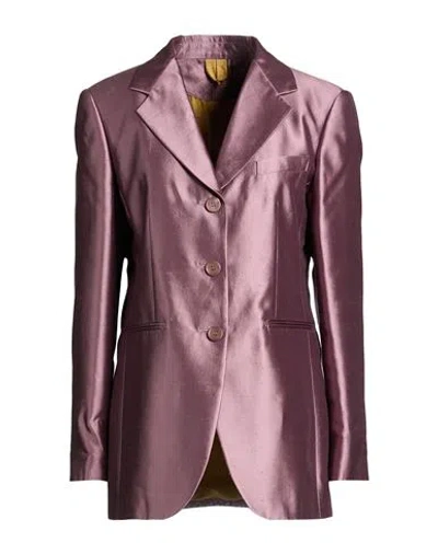Max Mara Woman Blazer Mauve Size 10 Silk, Cotton In Purple