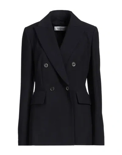 Max Mara Woman Blazer Midnight Blue Size 10 Virgin Wool, Polyamide, Elastane