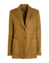 Max Mara Woman Blazer Military Green Size 12 Linen In Brown