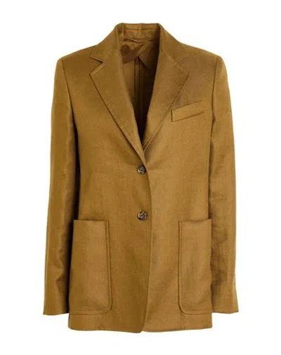 Max Mara Woman Blazer Military Green Size 12 Linen In Brown