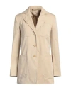 Max Mara Woman Blazer Sand Size 10 Cotton, Silk, Elastane In Brown