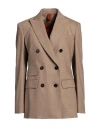 Max Mara Woman Blazer Sand Size 10 Virgin Wool, Cashmere, Elastane In Beige