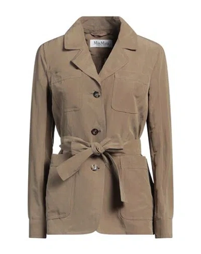Max Mara Woman Jacket Sand Size 12 Linen, Silk In Beige