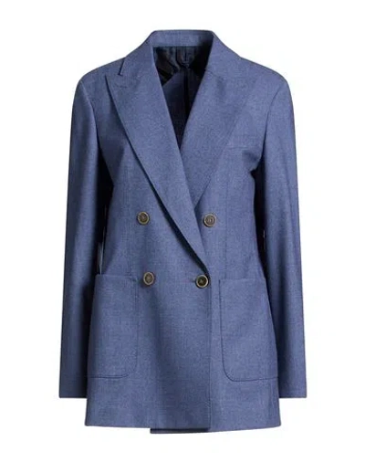 Max Mara Woman Blazer Slate Blue Size 10 Cashmere, Elastane