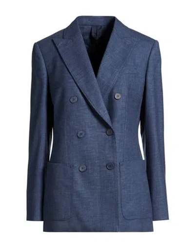 Max Mara Woman Blazer Slate Blue Size 10 Virgin Wool, Elastane