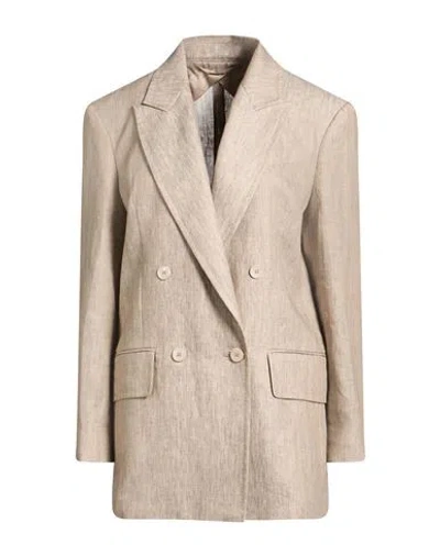 Max Mara Woman Blazer Taupe Size 10 Linen In Neutral