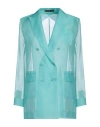 Max Mara Woman Blazer Turquoise Size 8 Silk In Blue