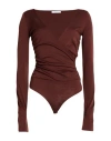 Max Mara Woman Bodysuit Chocolate Brown Size S Wool