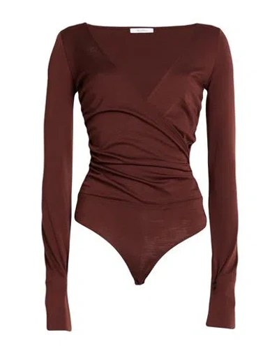 Max Mara Woman Bodysuit Chocolate Brown Size S Wool