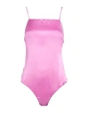 Max Mara Woman Bodysuit Fuchsia Size 12 Silk In Pink