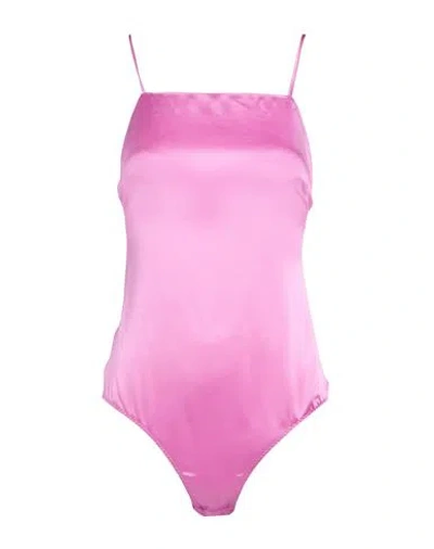 Max Mara Woman Bodysuit Fuchsia Size 12 Silk In Pink