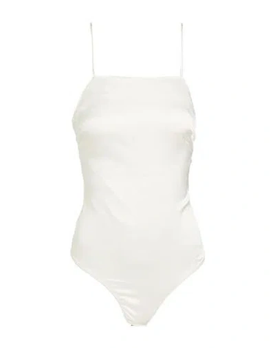Max Mara Silk Bodysuit With Adjustable Straps And Back Tie In White