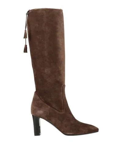 Max Mara Woman Boot Dark Brown Size 8 Leather