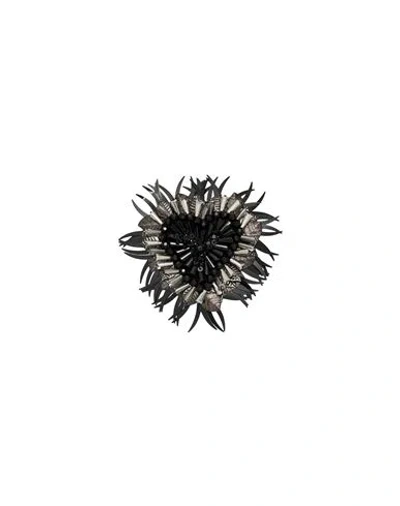 Max Mara Woman Brooch Black Size - Textile Fibers, Glass