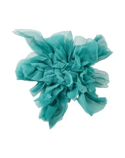 Max Mara Woman Brooch Green Size - Silk In Green