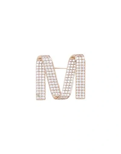 Max Mara Woman Brooch Platinum Size - Metal, Zirconia In Grey