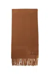 Max Mara Lvr Exclusive Embroidered Wool Scarf In Brown