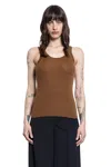Max Mara Textured Ribbed Scoop Neck Sleeveless Top In Brown