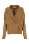 Max Mara Double-breasted Jacket With Textured Knit In Neutral