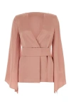 Max Mara Satin Blouse With Belted Waist And Textured Fabric In Multicolor