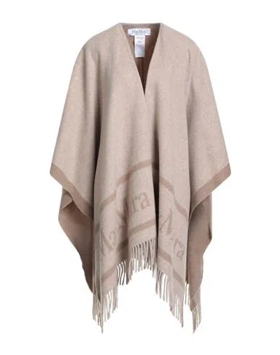 Max Mara Woman Cape Beige Size Onesize Wool In Sand