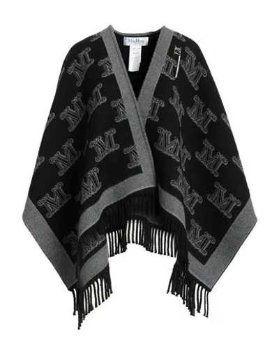 Max Mara Woman Cape Black Size Onesize Virgin Wool