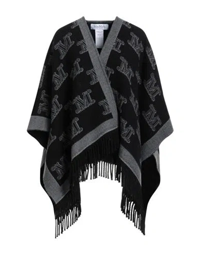 Max Mara Woman Cape Black Size Onesize Virgin Wool