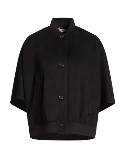 Max Mara Woman Cape Black Size S Cashmere, Virgin Wool, Polyamide, Rubber