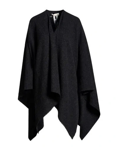 Max Mara Woman Cape Charcoal Size Onesize Wool, Polyamide In Grey